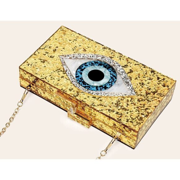 LETODE Clutch Purses for Women-Evil Eye Acrylic Clutch Glitter Purse Evening Bag - Picture 3 of 6
